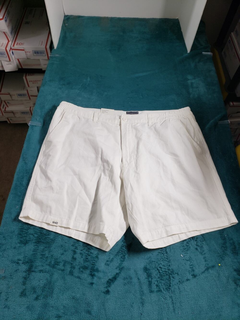 Architect Shorts Size 40 Mens White Bermuda Elastic Waist Flat Stretch NWT